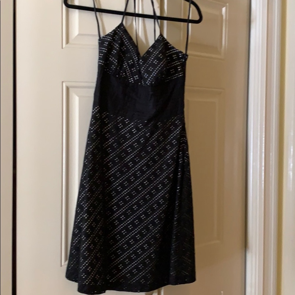 White and black lace dress midi dress